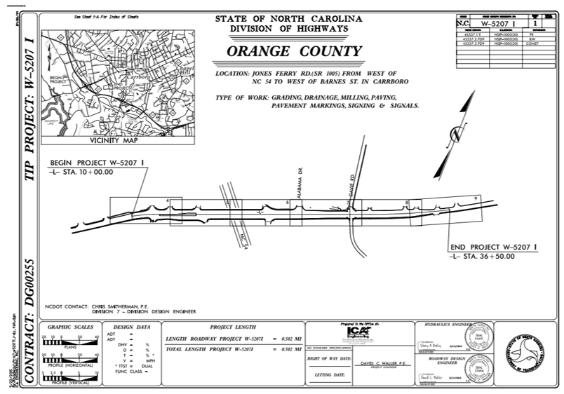 Official approved plans for Jones Ferry Road Bike Lane Project
